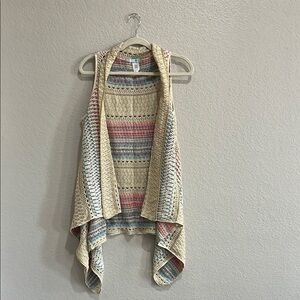 Maurices Cardigan Vest Womens L/XL MED Sweater Multicolor Striped Open Front